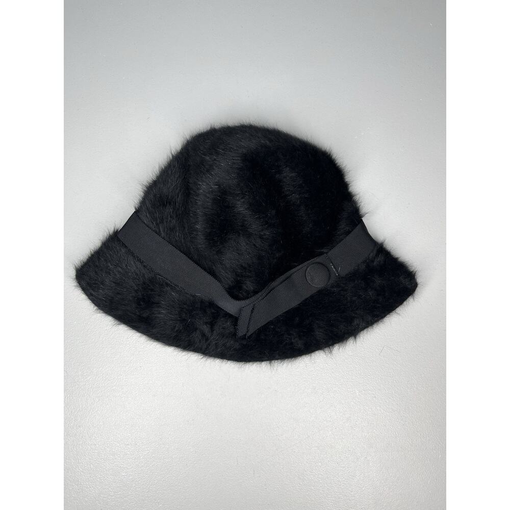 Vintage Kangol Design Fur Bucket Hat Womens OS Black Ribbon Made England
